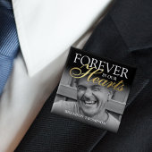 Black Gold Funeral Photo Memorial Vierkante Button 5,1 Cm