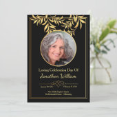 Black & Gold Funeral Program Kaart (Staand voorkant)