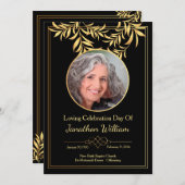 Black & Gold Funeral Program Kaart (Voorkant / Achterkant)