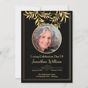 Black & Gold Funeral Program Kaart