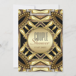 Black Gold Funky Glam Couple Shower-uitnodiging Kaart