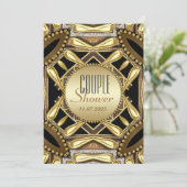 Black Gold Funky Glam Couple Shower-uitnodiging Kaart (Staand voorkant)