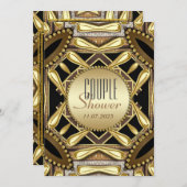 Black Gold Funky Glam Couple Shower-uitnodiging Kaart (Voorkant / Achterkant)