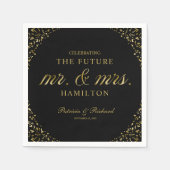 Black Gold Future Mr en Mrs Engagement Party Servet (Voorkant)