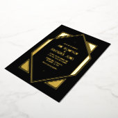 Black & Gold Gatsby Art Deco Wedding Folie Uitnodiging (Gedraaid)
