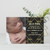 Black Gold Gatsby Baby Boy Geboorteaankondiging Aankondiging (Staand voorkant)