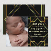 Black Gold Gatsby Baby Boy Geboorteaankondiging Aankondiging (Voorkant / Achterkant)