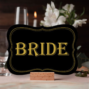 Black & Gold Gatsby Wedding Bride Sign. 1920 Kaart