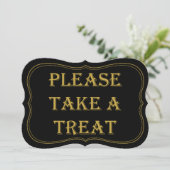 Black & Gold Gatsby Wedding Favor Sign 1920 Kaart (Staand voorkant)