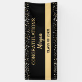 Black Gold Gefeliciteerd Afstudeerder naam legant Spandoek (Verticaal)