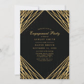 Black Gold Geometric Abstract Engagement Party Kaart (Voorkant)
