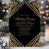 Black Gold Geometric Abstract Lines Holiday Dinner Kaart