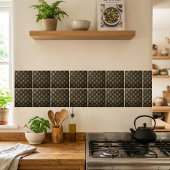 Black Gold Geometric Fan Art Deco Tile Tegeltje