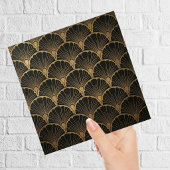 Black Gold Geometric Fan Art Deco Tile Tegeltje