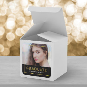 Black Gold Geometric Photo Afstuderen Vierkante Sticker