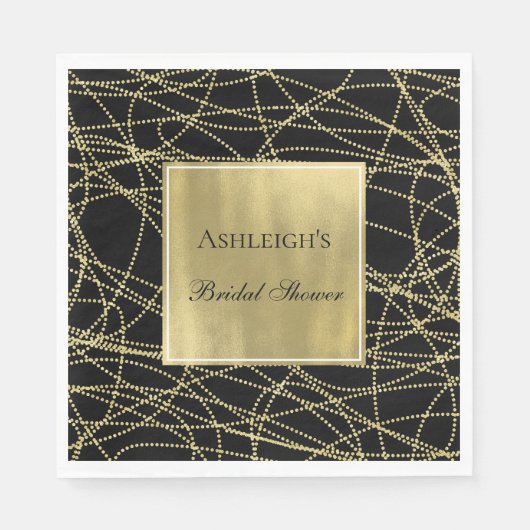 Black Gold Glam Abstract Vrijgezellenfeest Servet (Voorkant)