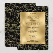 Black Gold Glam Confetti Abstract Vrijgezellenfees Kaart (Voorkant / Achterkant)