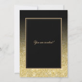 Black & Gold Glam FAUX Glitter Holiday Dinner  Kaart (Achterkant)