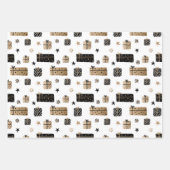 Black Gold Glam Gift Treft Pattern Kerstmis Inpakpapier Vel (Voorkant 3)