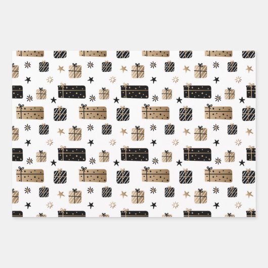 Black Gold Glam Gift Treft Pattern Kerstmis Inpakpapier Vel (Voorkant 3)