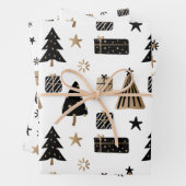 Black Gold Glam Gift Treft Pattern Kerstmis Inpakpapier Vel (In situ)