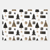 Black Gold Glam Gift Treft Pattern Kerstmis Inpakpapier Vel (Voorkant)