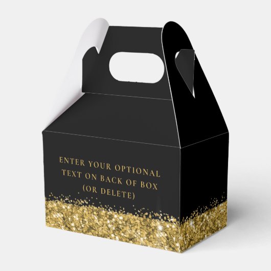 Black Gold Glam Heart Birthday Party Bedankdoosjes (Achterkant)