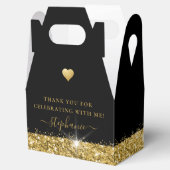 Black Gold Glam Heart Birthday Party Bedankdoosjes (Geopend)