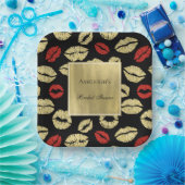 Black Gold Glam Lips Vrijgezellenfeest Papieren Bordje (Feest)