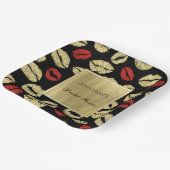 Black Gold Glam Lips Vrijgezellenfeest Papieren Bordje (Gebogen)