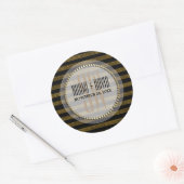 Black Gold Glam Stripes Monogram Wedding Sticker (Envelop)