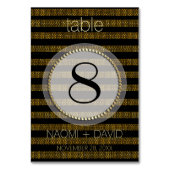 Black Gold Glam Stripes Wedding Table Number Kaart (Voorkant)