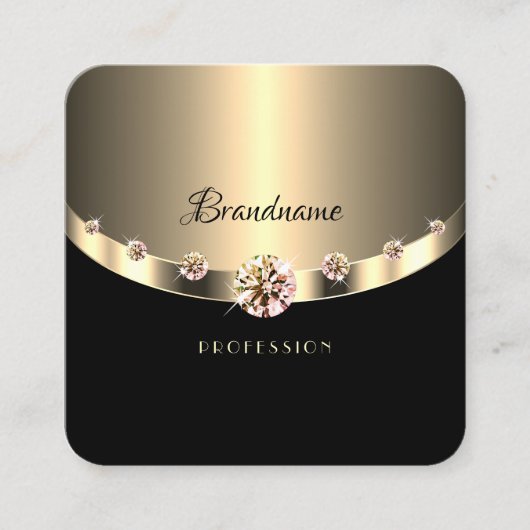 Black Gold Glamor Sparking Diamonds Professional Vierkante Visitekaartje (Voorkant)