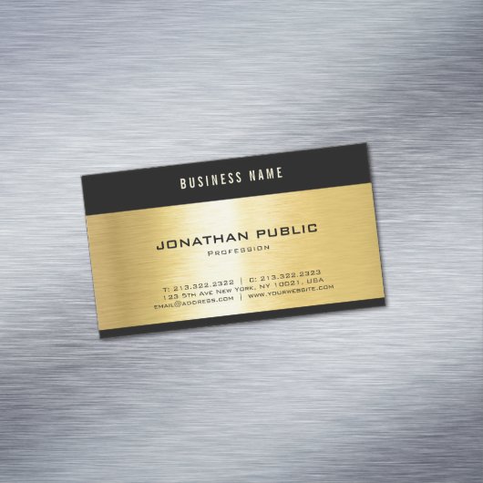 Black Gold Glamoureus Elegant Sjabloon Professiona Magnetisch Visitekaartje (Voorbeeld)