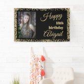 Black Gold Glitter 18th Birthday Party Photo Spandoek (Insitu)