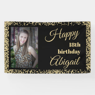 Black Gold Glitter 18th Birthday Party Photo Spandoek