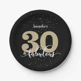 Black Gold Glitter 30 en Fabulous Birthday Papieren Bordje