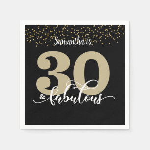 Black Gold Glitter 30 en Fabulous Birthday Party  Servet