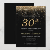 Black Gold Glitter 30e verjaardag Gepersonaliseerd Kaart (Voorkant / Achterkant)