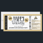 Black Gold Glitter 30th Birthday Invitation Ticket<br><div class="desc">Gold glitter en zwarte 30th Birthday Invitation-kaartje biedt aanpasbare verjaardagsjaarballonnen en uitnodigingen tot het indienen van tickets. Pas uw partijinformatie en RSVP aan. Een leuke en unieke manier om te vieren!</div>