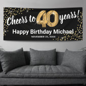 Black Gold Glitter 40th Birthday Spandoek
