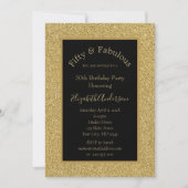 Black Gold Glitter 50 Fabulous Birthday Invitation (Voorkant)