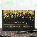 Black Gold Glitter 50e Jubileum Gastenboek<br><div class="desc">Zwart en Gold Glitter 50th Jubileum Guest Book is gemakkelijk te personaliseren met de namen van het paar,  de trouwdatum en 50 prachtige jaren of een ander aangepast bericht of citaat op de achterkant.</div>