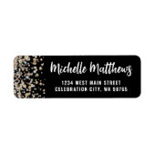Black Gold Glitter 50e verjaardag retouradres Etiket (Voorkant)