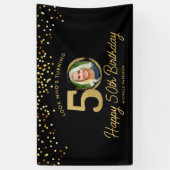 Black Gold Glitter 50e verjaardagsfeest Uw foto Spandoek (Verticaal)
