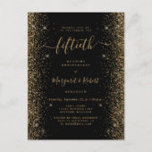 Black Gold Glitter 50th Anniversary Party Briefkaart (Voorkant)