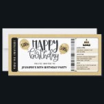 Black Gold Glitter 50th Birthday Invitation Ticket<br><div class="desc">Gold glitter en zwarte 50th Birthday Invitation-ticket bieden aanpasbare verjaardagsjaarballonnen en uitnodigingen tot het indienen van tickets. Pas uw partijinformatie en RSVP aan. Een leuke en unieke manier om te vieren!</div>