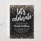 Black Gold Glitter 50th Birthday Kaart (Voorkant)