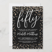 Black Gold Glitter 50th Birthday Kaart (Voorkant)