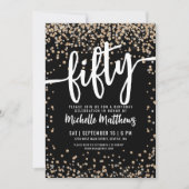 Black Gold Glitter 50th Birthday Kaart (Voorkant)